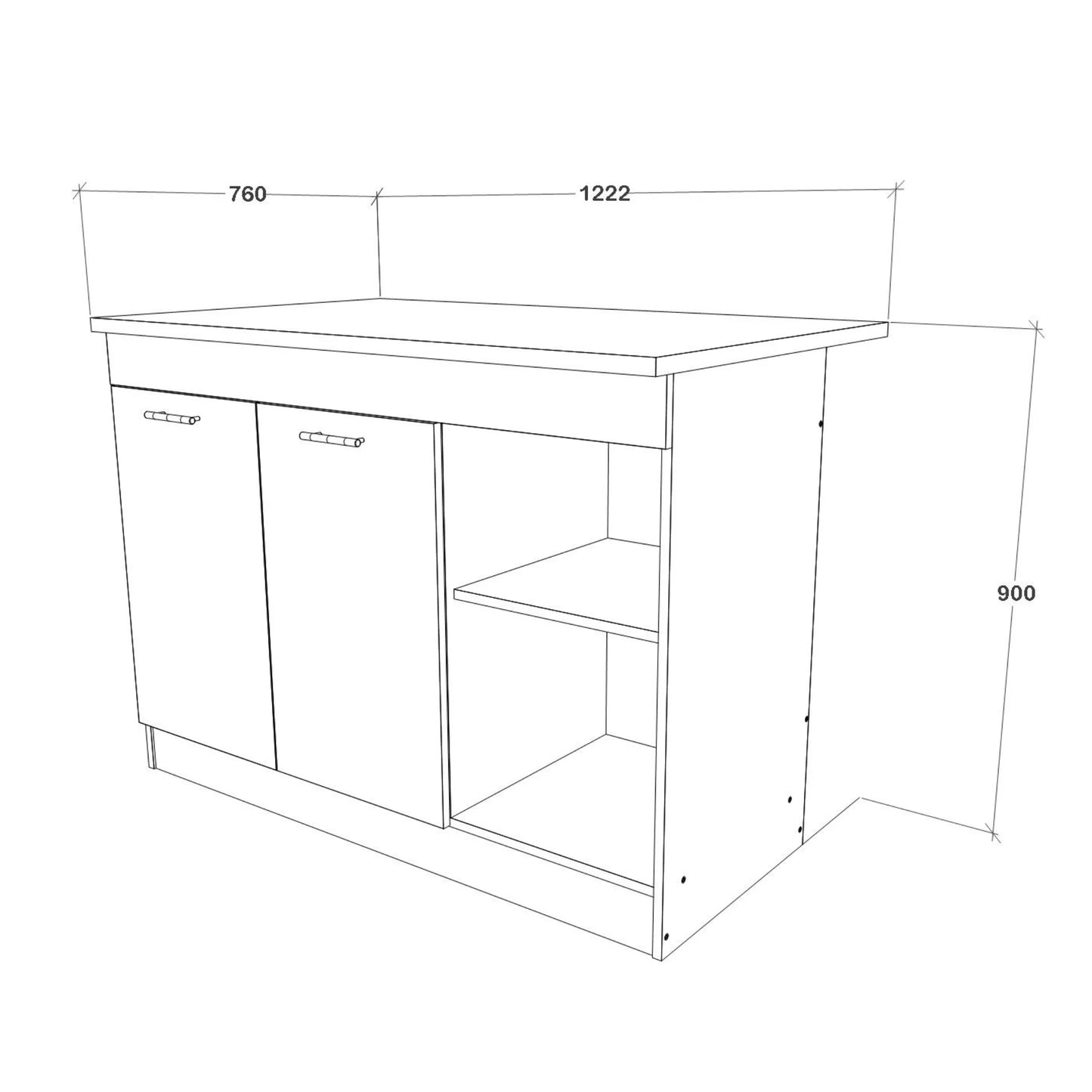 Insula Bucatarie Vigra, Stejar Artisan/Alb, 122 x 76 x 90 cm