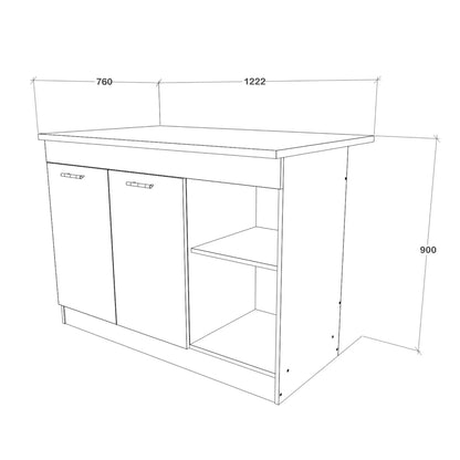 Insula Bucatarie Vigra, Stejar Artisan/Alb, 122 x 76 x 90 cm
