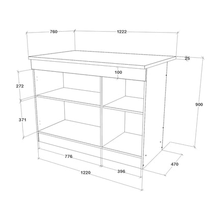 Insula Bucatarie Vigra, Stejar Artisan/Alb, 122 x 76 x 90 cm