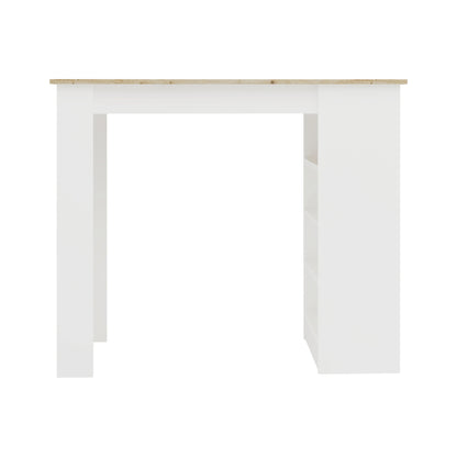 Masa Bar Vista, 4 rafturi, Alb/Stejar Artisan, 120 x 50 x 100 cm
