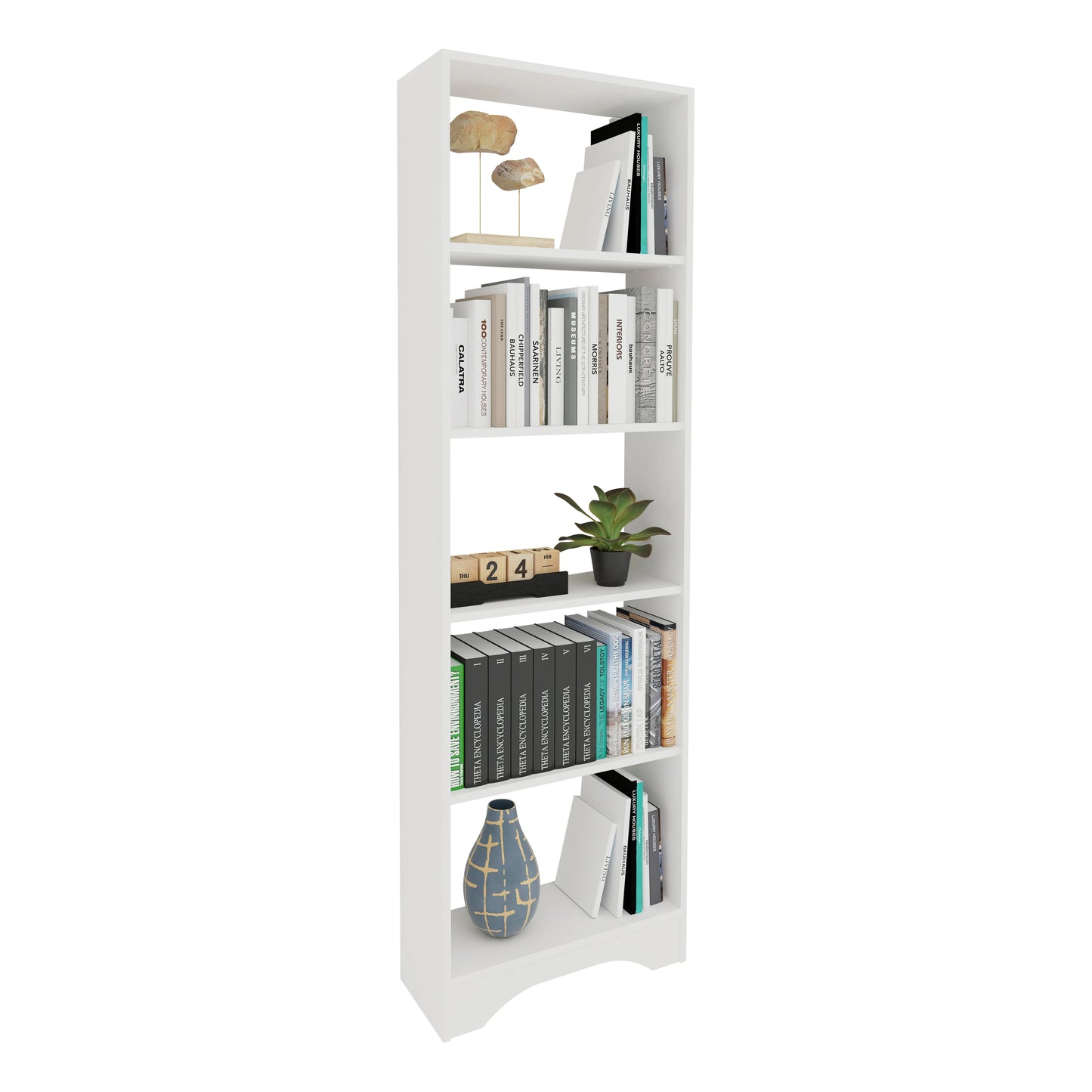 Biblioteca haaus Vivy, 4 Polite, Alb, 57 x 23 x 180 cm
