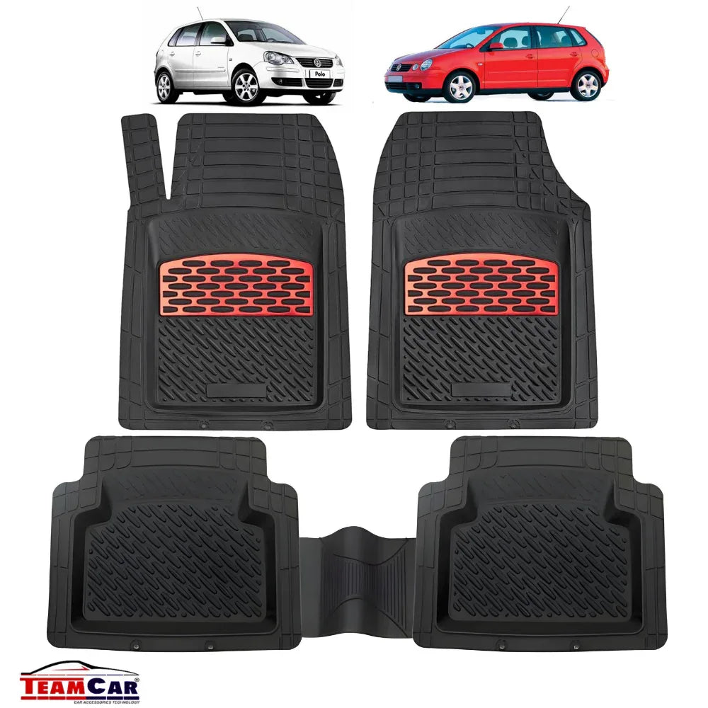 Volkswagen Polo IV Covorașe TeamCar® Tip Tăviță Compatibile (2001–2009) - Red - 221.ro