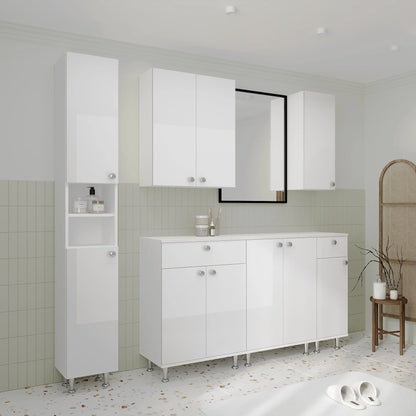 Corp Baie haaus Zaria, 2 Usi, Alb lucios/Alb, MDF, L 60 x l 35 x H 85 cm