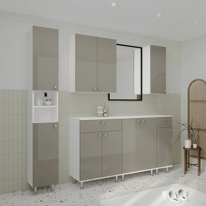 Soldat Baie haaus Zaria, 2 Usi, Gri Lucios/Alb, MDF, L 30 x l 27 x H 190 cm