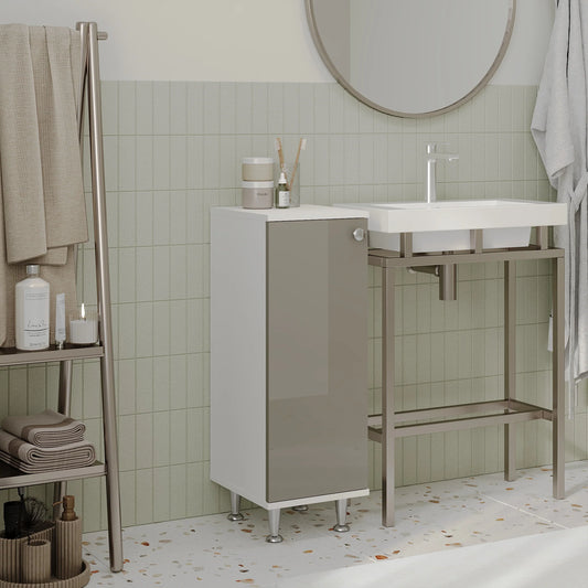 Corp Baie haaus Zaria, 1 Usa, Gri Lucios/Alb, MDF, L 30 x l 35 x H 85 cm