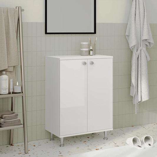 Corp Baie haaus Zaria, 2 Usi, Alb lucios/Alb, MDF, L 60 x l 35 x H 85 cm