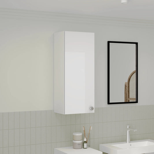 Corp Baie haaus Zaria, Suspendat, 1 Usa, Alb lucios/Alb, MDF, L 30 x l 22 x H 72 cm