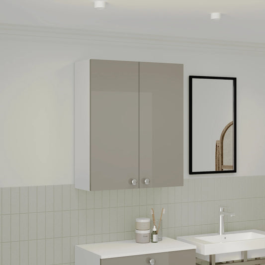 Corp Baie haaus Zaria, Suspendat, 2 Usi, Gri Lucios/Alb, MDF, L 60 x l 22 x H 72 cm