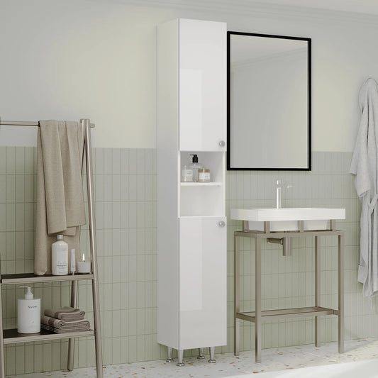 Soldat Baie haaus Zaria, 2 Usi, Alb lucios/Alb, MDF, L 30 x l 27 x H 190 cm