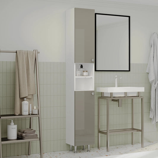 Soldat Baie haaus Zaria, 2 Usi, Gri Lucios/Alb, MDF, L 30 x l 27 x H 190 cm
