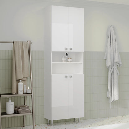 Soldat Baie haaus Zaria, 4 Usi, Alb lucios/Alb, MDF, L 60 x l 27 x H 190 cm