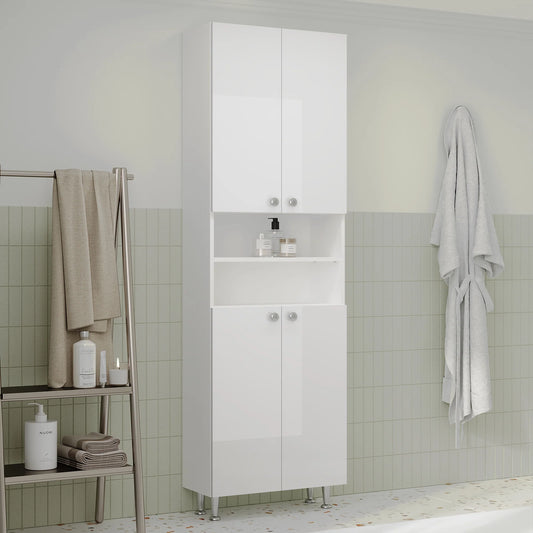 Soldat Baie haaus Zaria, 4 Usi, Alb lucios/Alb, MDF, L 60 x l 27 x H 190 cm