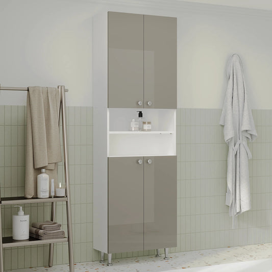 Soldat Baie haaus Zaria, 4 Usi, Gri Lucios/Alb, MDF, L 60 x l 27 x H 190 cm