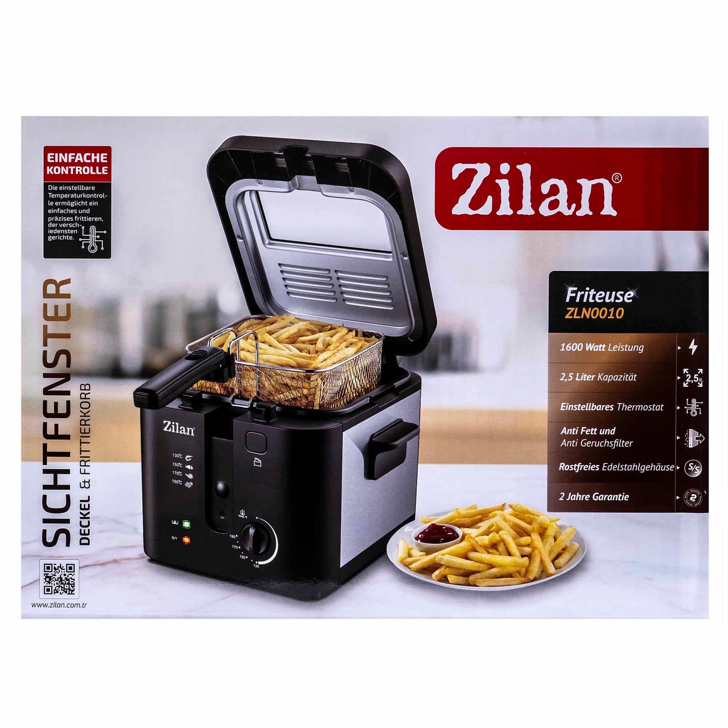 Friteuza, putere 1600W, capacitate ulei 2.5L / ZLN 0010