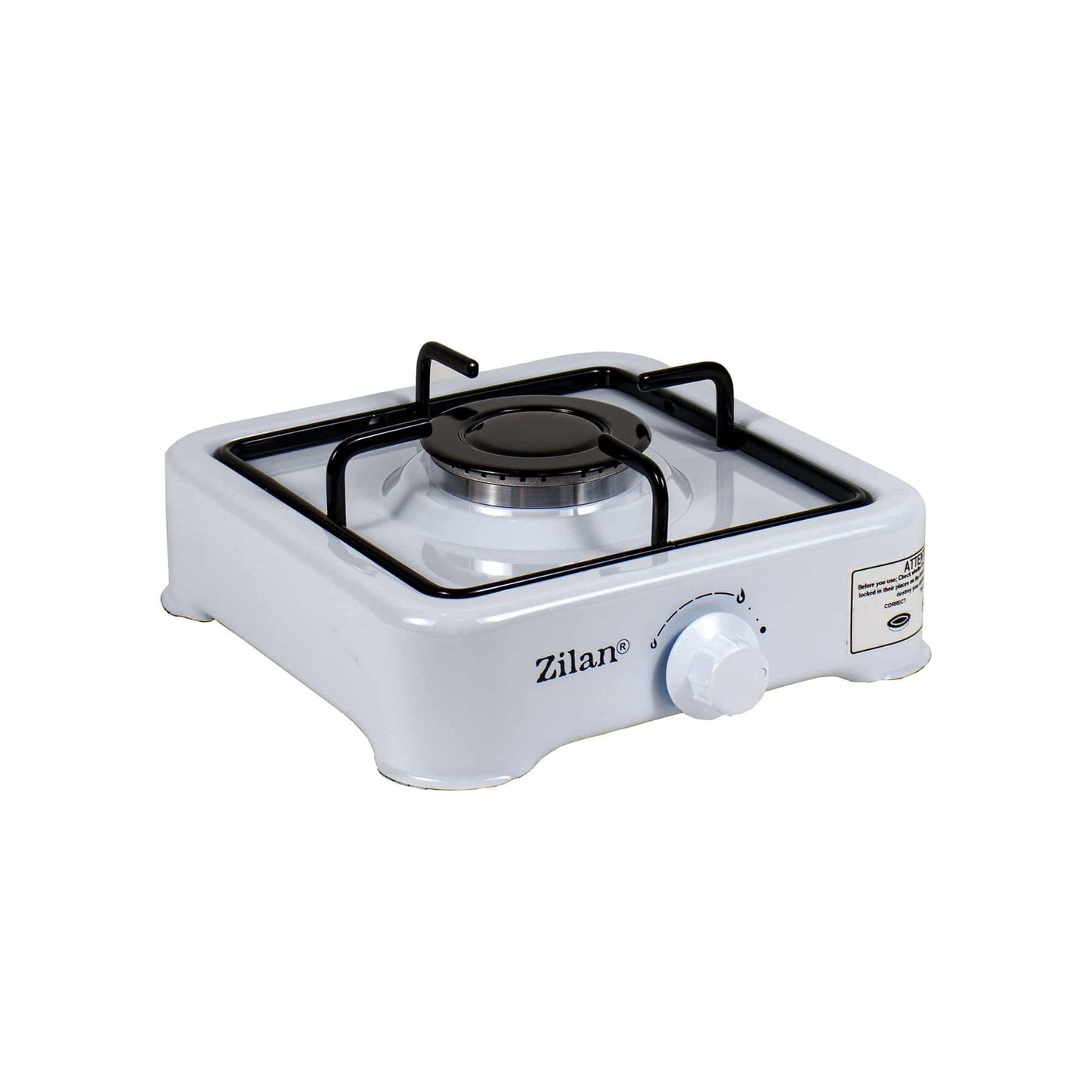 Pachet aragaz 1 ochi, 27x27 cm. (ceas pentru butelie, 2 m furtun pentru gaz, 3 coliere pentru furtun, aprinzator, culoare: alb) cod: ZLN 0018W_A - 221.ro