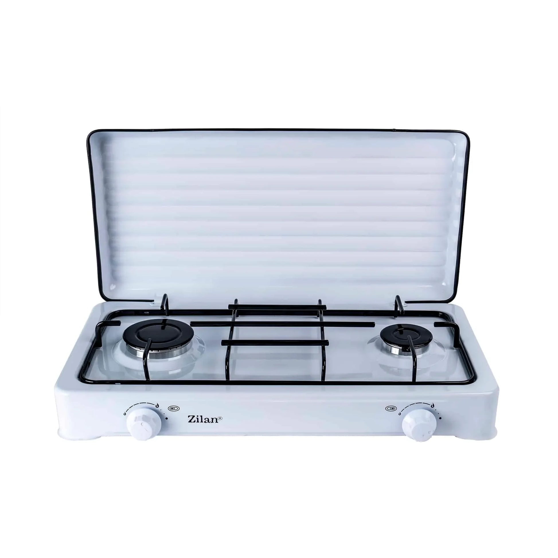 Pachet aragaz 2 ochiuri, 58x29 cm, plus (ceas pentru butelie, 2 m furtun pentru gaz, 3 coliere pentru furtun, aprinzator) ZLN 0025W_A - 221.ro