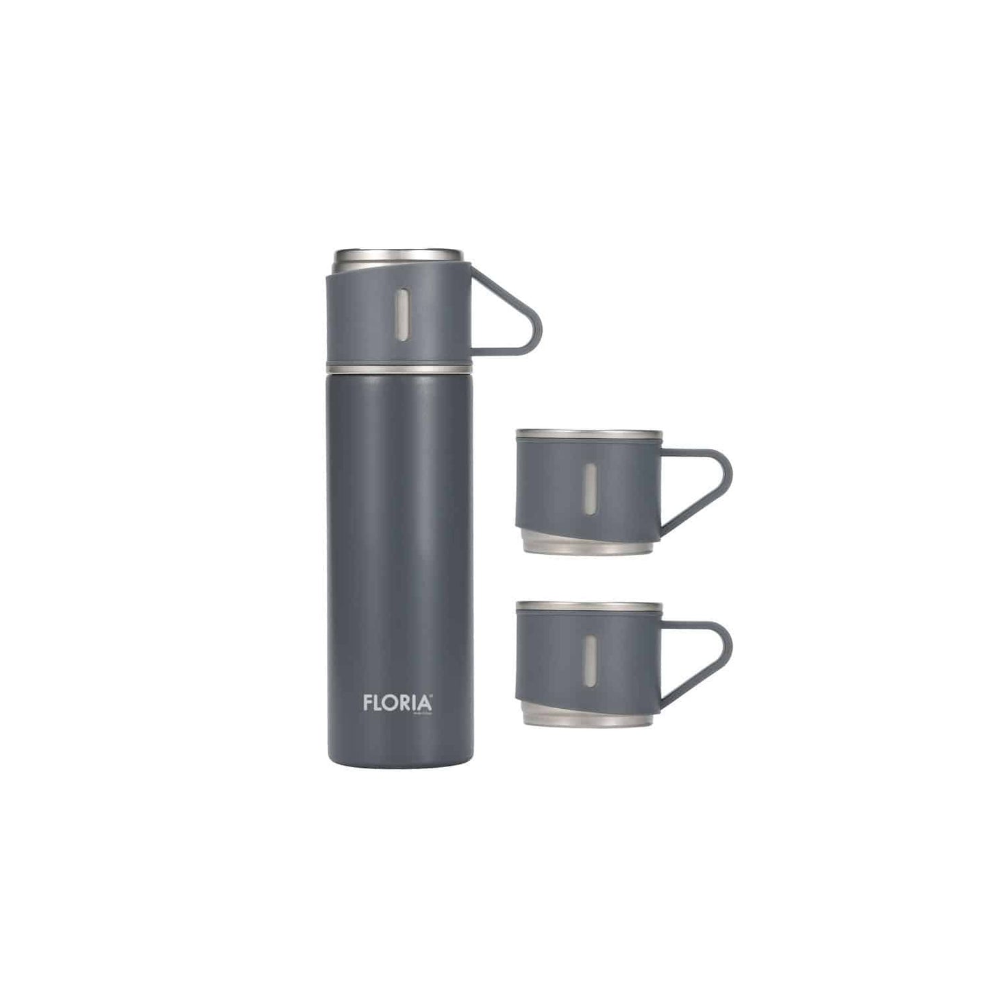 Termos portabil plus 3 cesti, interior inox, capacitate 400ml FLORIA, gri / ZLN 0745