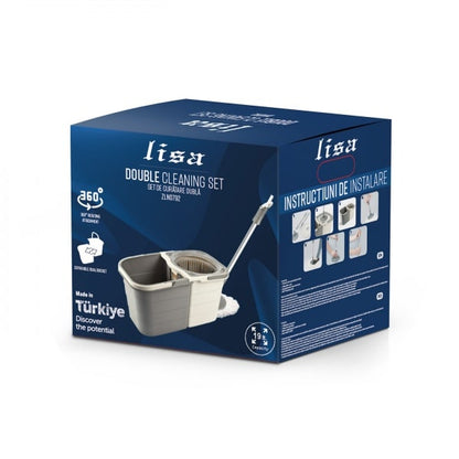 Mop rotativ 360grade, cu doua recipiente  pentru apa, LISA / ZLN 0792