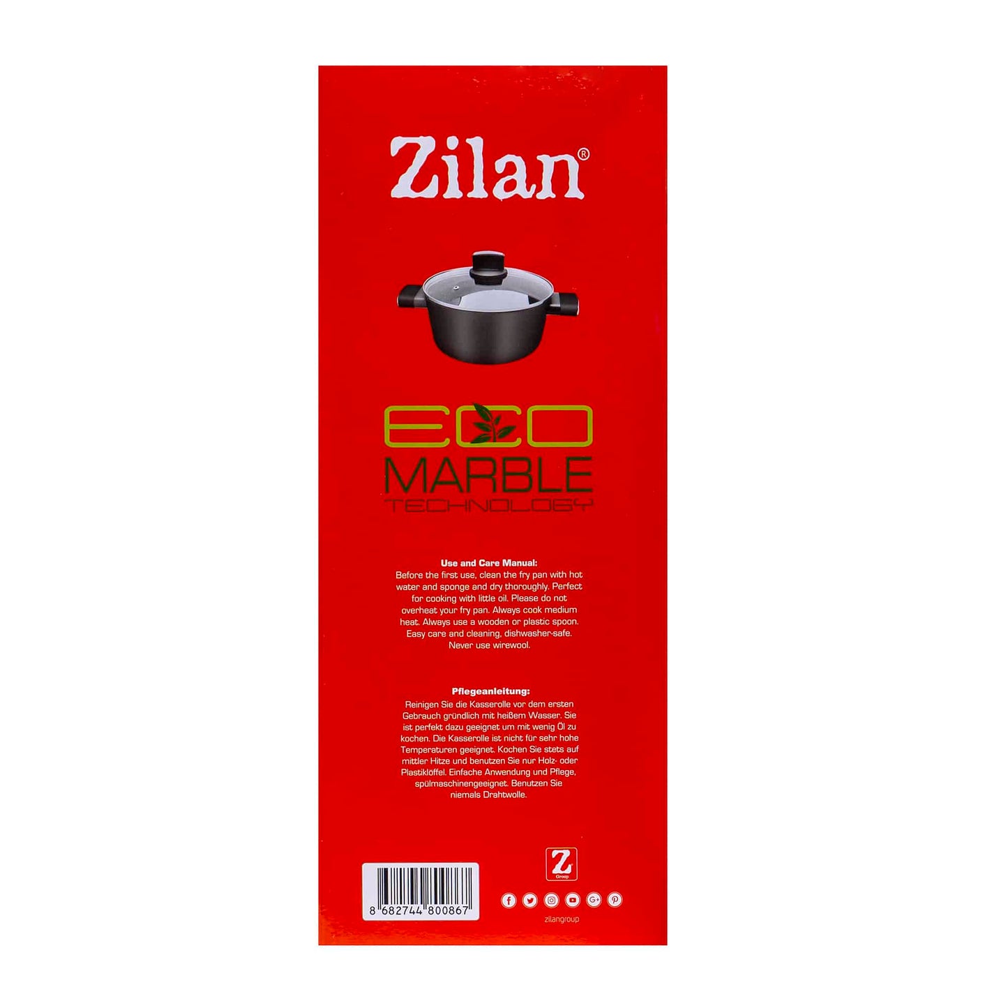 Oala cu capac de sticla, ECO cu diametru de 24 cm, capacitate 3L / ZLN 0843