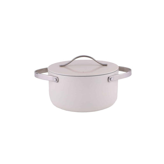 Oala cu capac ZILAN, interior din ceramica, diametru 20cm, capacitate 2l, crem / ZLN 0866