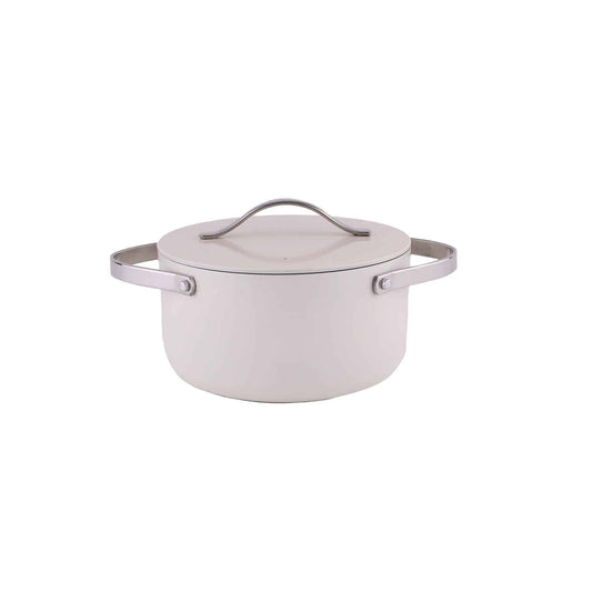 Oala cu capac ZILAN, interior din ceramica, diametru 24cm, capacitate 4l, crem / ZLN 0873