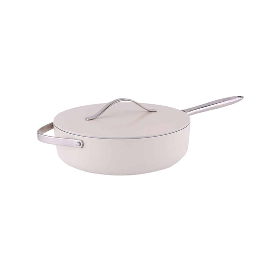 Tigaie inalta cu capac ZILAN, interior din ceramica, diametru 28cm, crem / ZLN 0880