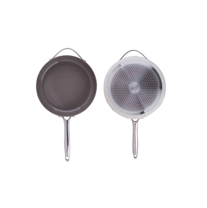 Tigaie inalta cu capac ZILAN, interior din ceramica, diametru 28cm, crem / ZLN 0880