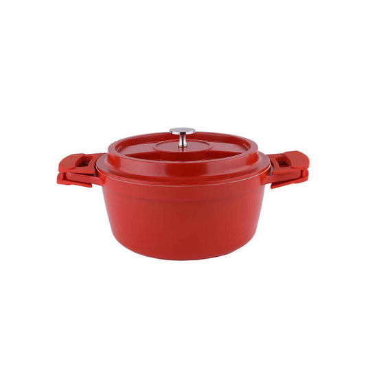 Oala cu capac ZILAN, din ceramica, diametru 24cm, capacitate 3.5l, rosu / ZLN 0897