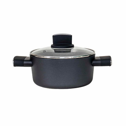 Set oale, 9 piese din aluminiu, compus din 4 oale cu manere ,1 tigaie, 4 capace sticla termorezistente / ZLN 0942