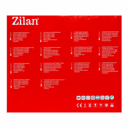 Set oale, 7 piese din aluminiu,compus din 3 oale cu manere ,1 tigaie, 3 capace sticla termorezistent / ZLN 0959