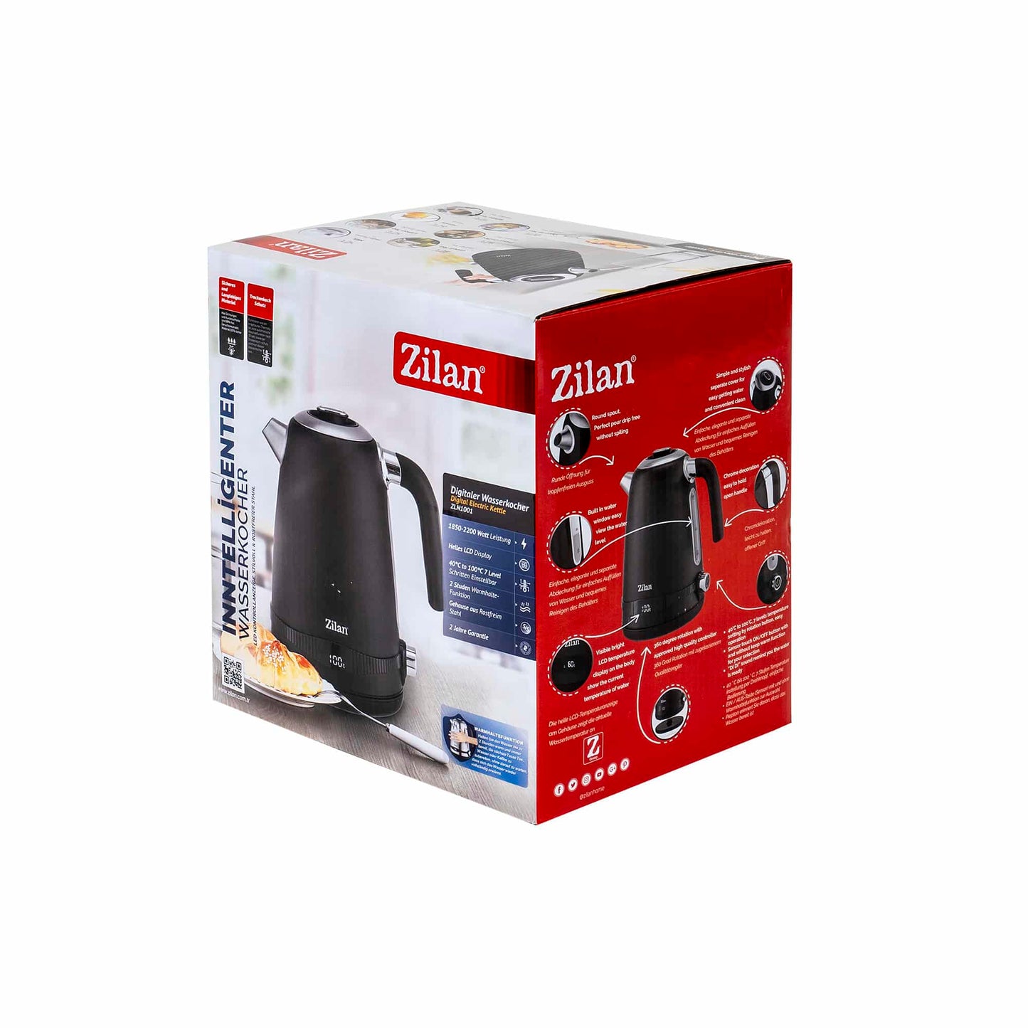 Fierbator electric, digital, putere1850-2200 W, capacitate 1.7l, 7 niveluri intre 40 - 100 grade celsius / ZLN 1001