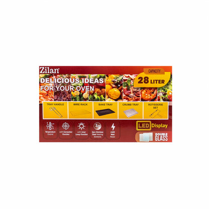 Cuptor electric Zilan, putere 1600W, capacitate 28L, temperatura reglabila, digital / ZLN 1031