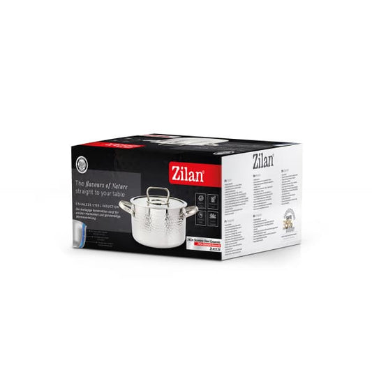 Oala din otel inoxidabil cu capac de sticla, capacitate 4.5L, diametru 24cm ZILAN / ZLN 1320