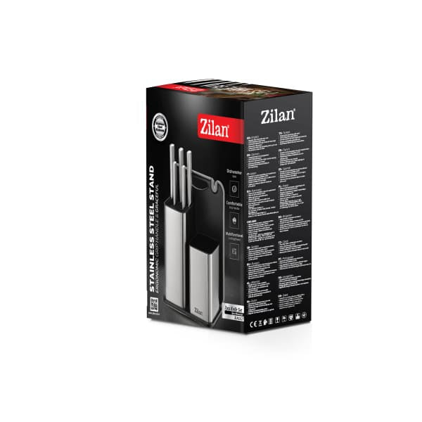 Set cutite 7 piese din otel inoxidabil, cu suport si tocator ZILAN / ZLN 1627
