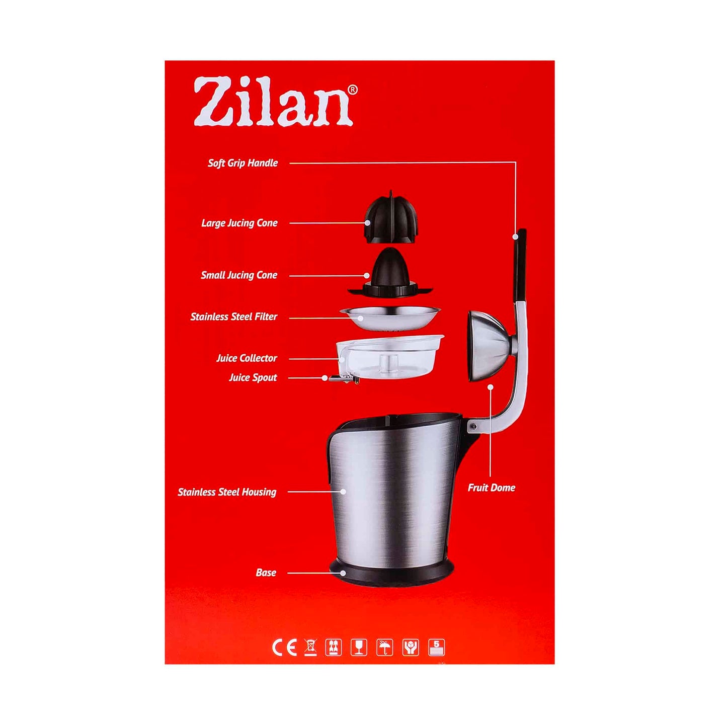 Storcator de citrice, din otel inoxidabil, putere 500W, antiderapant / ZLN 1765