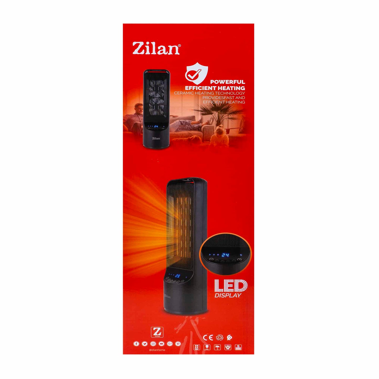 Aeroterma ceramica turn, putere 2000W, timer 12H, 2 trepte de viteza, cu telecomanda / ZLN 2052