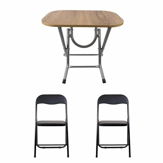 Masa plianta cu blat mdf, dimensiuni 50x80x75 cm (ZLN 2517) plus 2 x scaun bucatarie pliant (DSY 1115) / ZLN 2517_STEJAR_2S