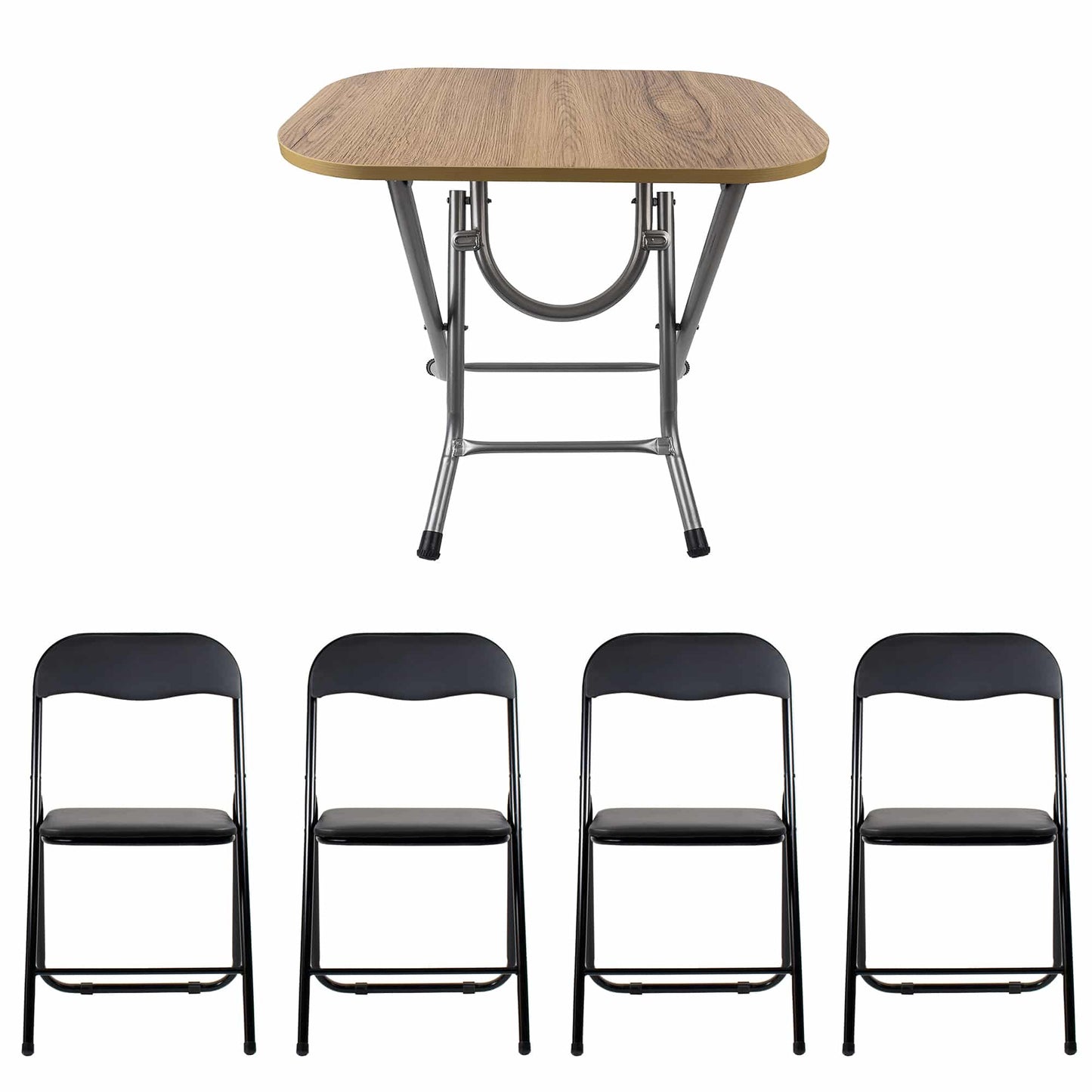 Masa plianta cu blat mdf, dimensiuni 50x80x75 cm (ZLN 2517) plus 4 x scaun bucatarie pliant (DSY 1115) / ZLN 2517_STEJAR_4S