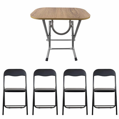 Masa plianta cu blat mdf, dimensiuni 50x80x75 cm (ZLN 2517) plus 4 x scaun bucatarie pliant (DSY 1115) / ZLN 2517_STEJAR_4S