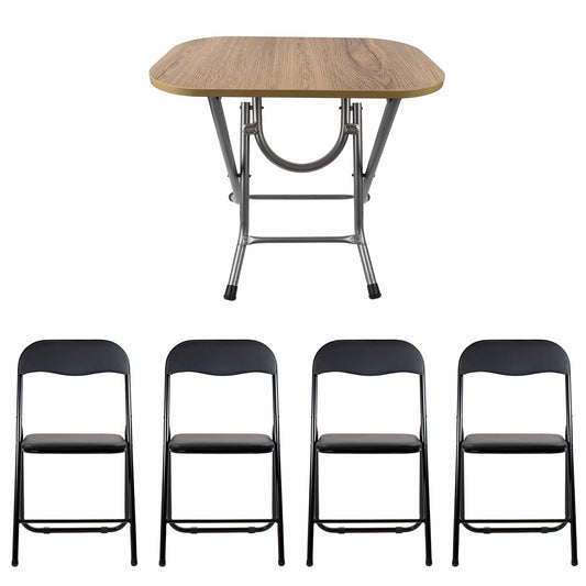 Masa plianta cu blat mdf, dimensiuni 50x80x75 cm (ZLN 2517) plus 4 x scaun bucatarie pliant (DSY 1115) / ZLN 2517_STEJAR_4S