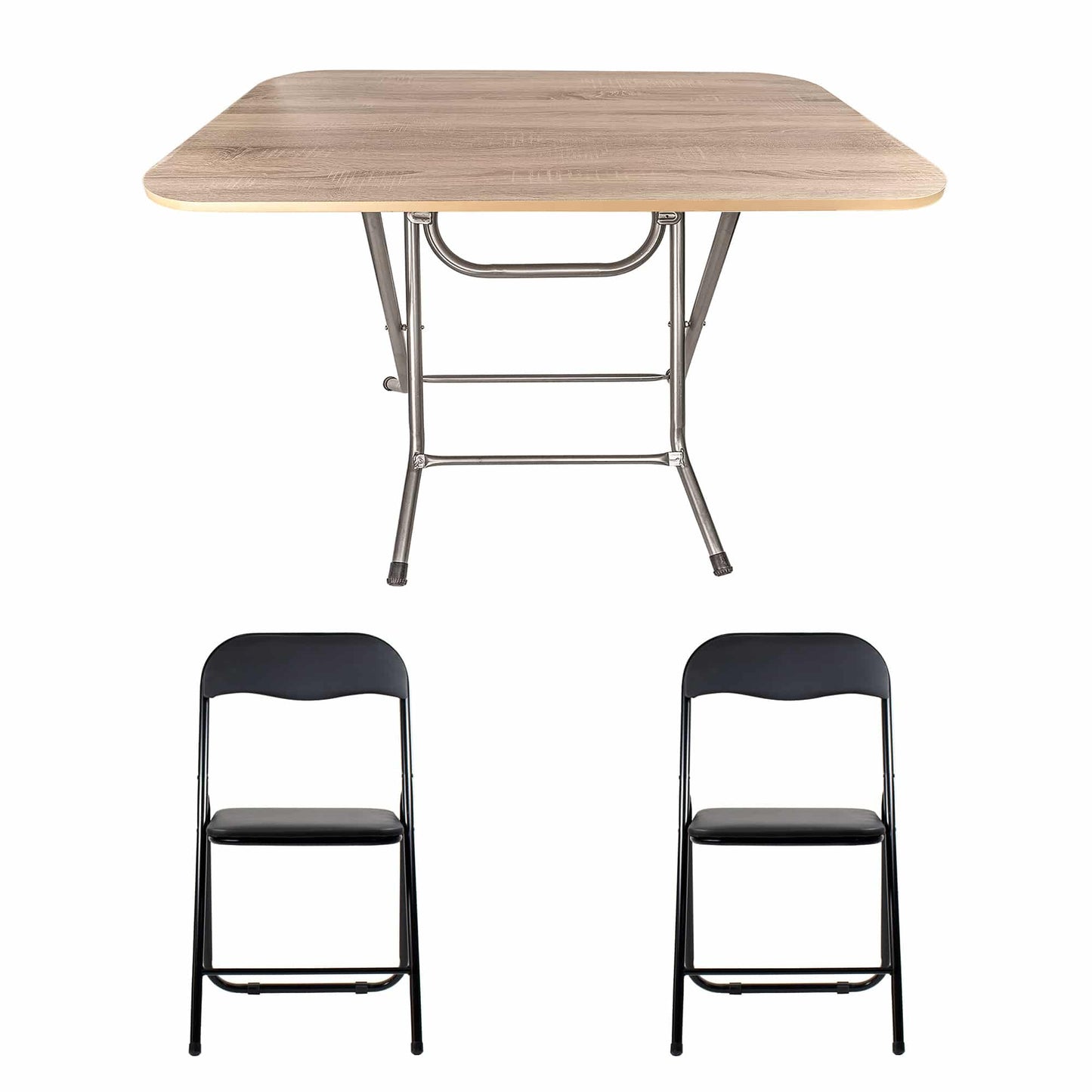 Masa plianta cu blat mdf, dimensiuni 70x120x73 cm (ZLN 2531) plus 2 x scaun bucatarie pliant (DSY 1115) / ZLN 2531_STEJAR_2S