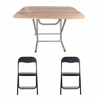 Masa plianta cu blat mdf, dimensiuni 70x120x73 cm (ZLN 2531) plus 2 x scaun bucatarie pliant (DSY 1115) / ZLN 2531_STEJAR_2S