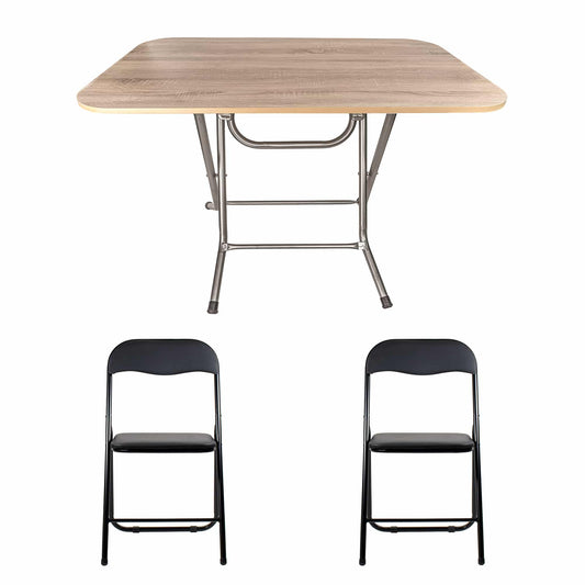 Masa plianta cu blat mdf, dimensiuni 70x120x73 cm (ZLN 2531) plus 2 x scaun bucatarie pliant (DSY 1115) / ZLN 2531_STEJAR_2S