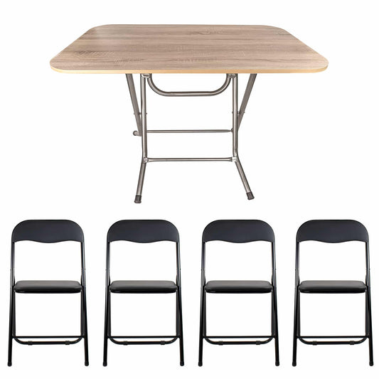 Masa plianta cu blat mdf, dimensiuni 70x120x73 cm (ZLN 2531) plus 4 x scaun bucatarie pliant (DSY 1115) / ZLN 2531_STEJAR_4S