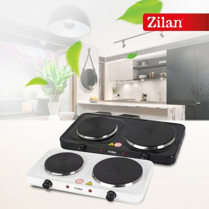 Plita electrica, dimensiuni 44 x 25 x 7 cm, negru, cu 2 ochiuri si termostat reglabil / ZLN 2844