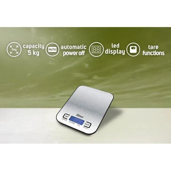Cantar de bucatarie digital din inox, ecran LED, maxim 5 kg, inchidere automata / ZLN 2984 - 221.ro
