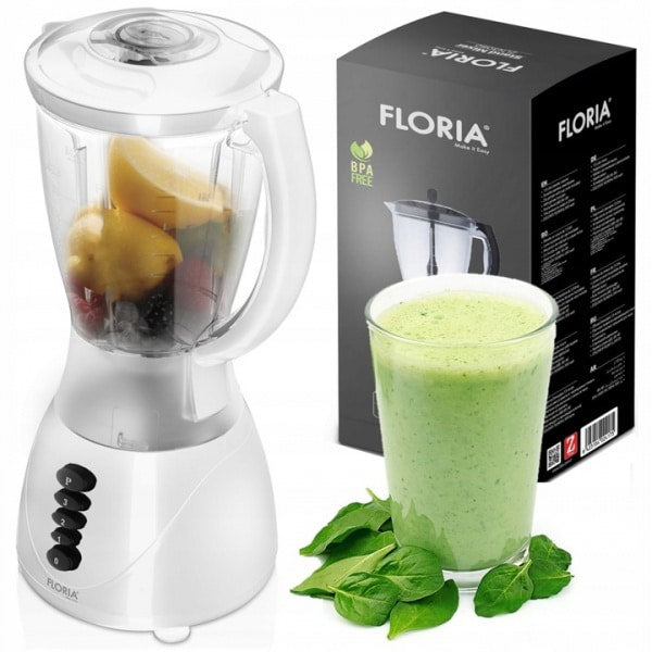 Blender de masa, putere 300W, capacitate 1.5L, 3 viteze, functie pulss, alb FLORIA / ZLN 3081