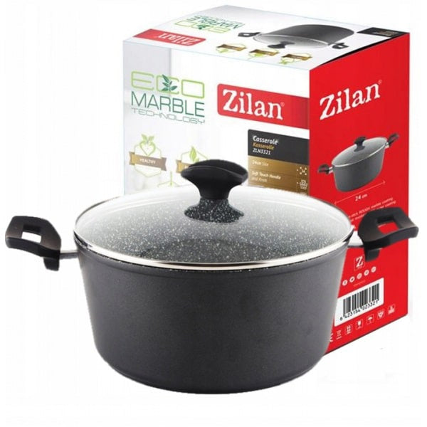 Oala cu capac sticla, cu diametru de 24 cm, inaltime de 12cm ZILAN / ZLN 3321