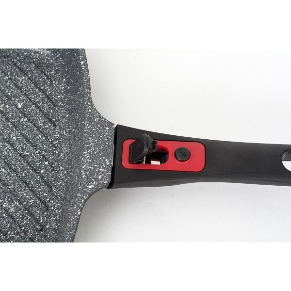 Tigaie grill 3in1, diametru 28 cm, material aluminiu, interior granit, maner soft touch detasabil, compatibil inductie / ZLN 3352