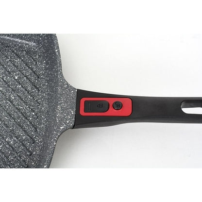 Tigaie grill 3in1, diametru 28 cm, material aluminiu, interior granit, maner soft touch detasabil, compatibil inductie / ZLN 3352